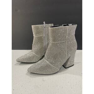 Silver Cailin Rhinestone Ankle Heel Boots 7 WIDE A New Day  NWT